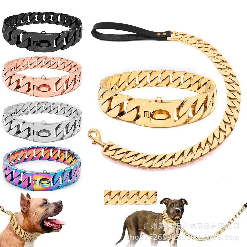 

Available: 32mm Gold Stainless Steel Large Dog Chain Collar & Leash 35 cm