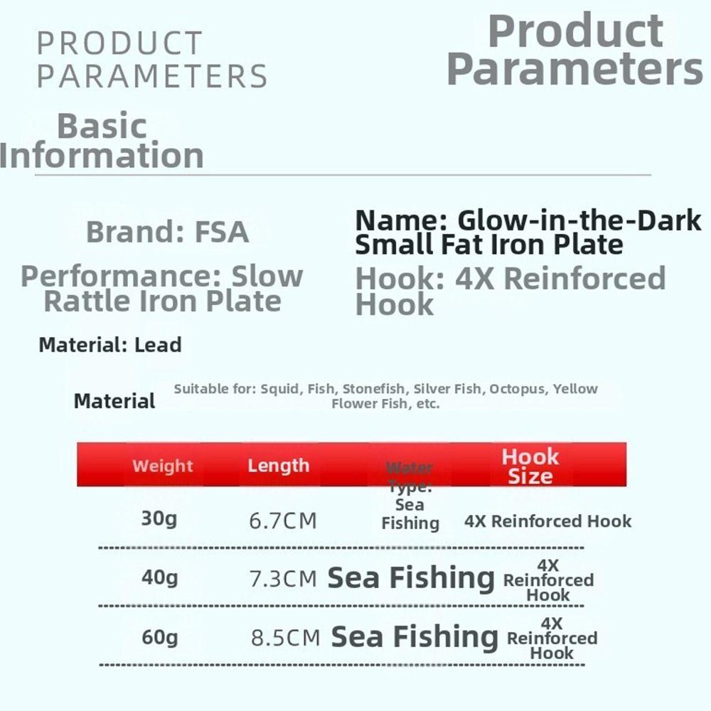 Glow In Dark Slow Pitch Jig Fast Jig Fishing Lure Tackle Durable Metal Jig Lure  Boat Fishing