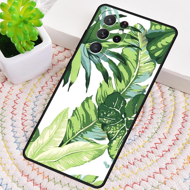 Green Tropical Leaves Leaf Silicone Phone Case For Samsung Galaxy note 10 pro S26 S25 S24 S23 S22 S21 Plus S25Ultra Capa Cover
