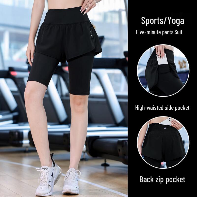 WEZHO Спортивные шорты с высокой талией 2-в-1, быстросохнущие