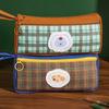 Cloth Retro Grid Stationery Bag Grid Pattern Pencil Pouch Vintage Plaid Pen Bag  Office