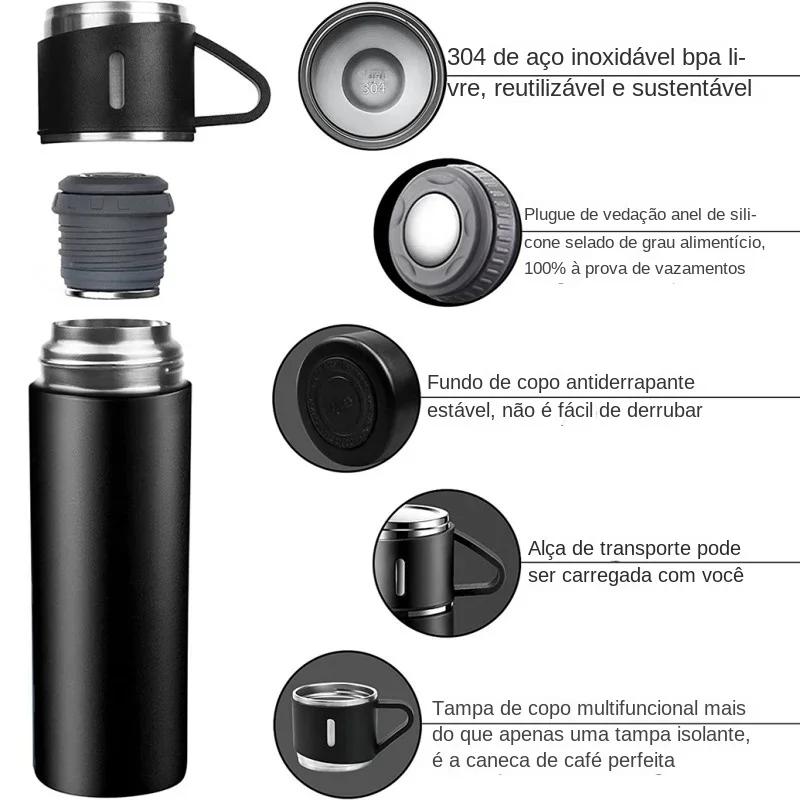 Large Capacity Stainless Steel Thermos Cup Vacuum Insulated Bottle Gift Set Coffee Tea Milk Travel Water Bottle Insulated