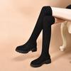 Over-knee boots women's new simple temperament black long boots comfortable elastic boots thin boots
