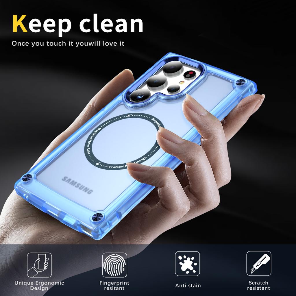 For Samsung Galaxy S25 Ultra Case Skin Touch TPU+PC Phone Cover Compatible with MagSafe