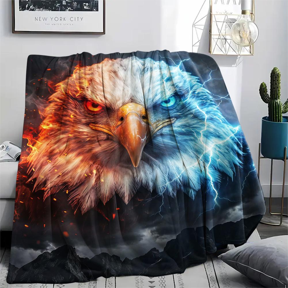Red Blue Eagle Tiger Leopard Print Flannel Blanket,High quality Comfortable for All Seasons,Home Decor,Warmth and Comfort,Perfect for Christmas Gifts