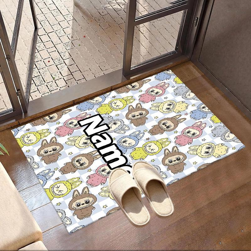 Custom Name Personalized Labubu Print Carpet, Versatile Home Decor Rug, for Playroom, Apartment, Balcony, Entryway, Hallway Gift