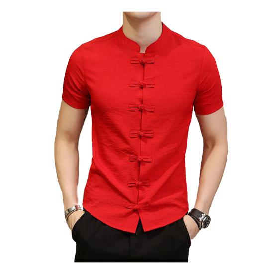 Traditional Chinese Tang Suit Men Plus Size Summer Short Sleeve Kung Fu Uniform