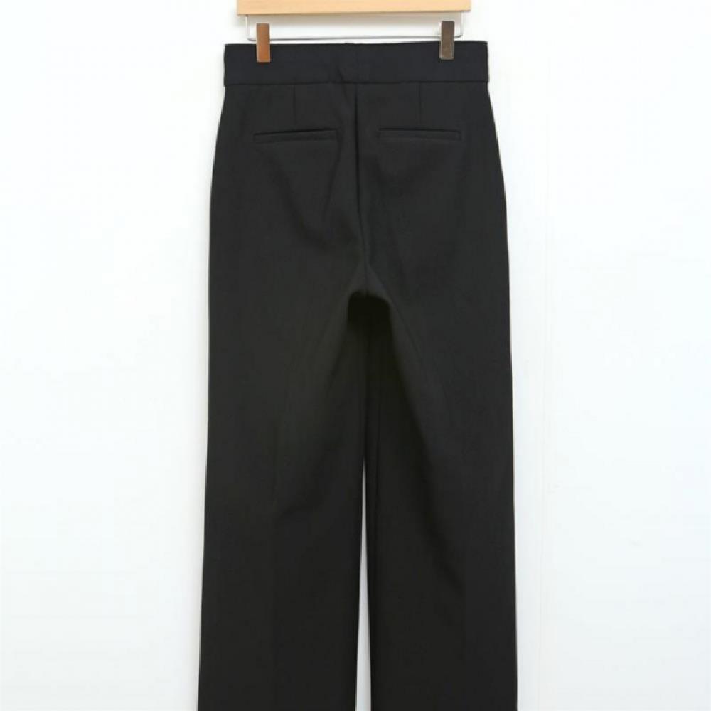 New Arrivals Open Run Women Hidden Banding Pintuck Black Wide Slacks