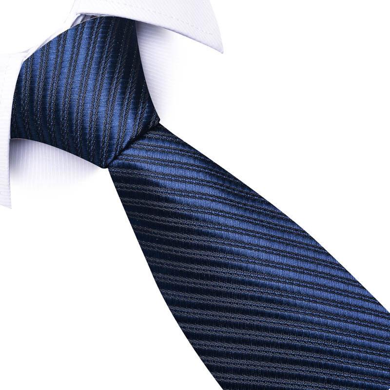 3pz Cravatta Formale Uomo Standard 8cm Blu Business Professionale Rigata Cravatte Accessori Abito da Matrimonio Cravatta Tessitura Jacquard Uomo