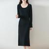 Women Sweater Dress 100% Wool MODERN NEW SAGA O-neck Knit Long Pullover Winter Jumpers Wool Long Dress Female