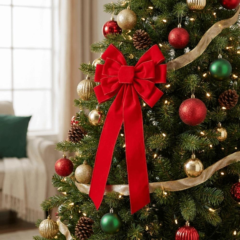 3D Christmas Tree Topper Elegant Bowknot Hanging Pendant Christmas Bow Decoration Home Decoration