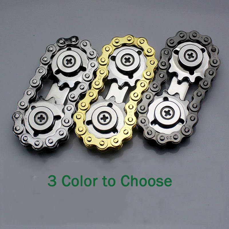 Metal Chain Spinner Fidgets Metal Flywheel Fingertip Gyro Toys Anti Stress DIY Repla Bicycle Chain Spiner Fidget Toys Kids