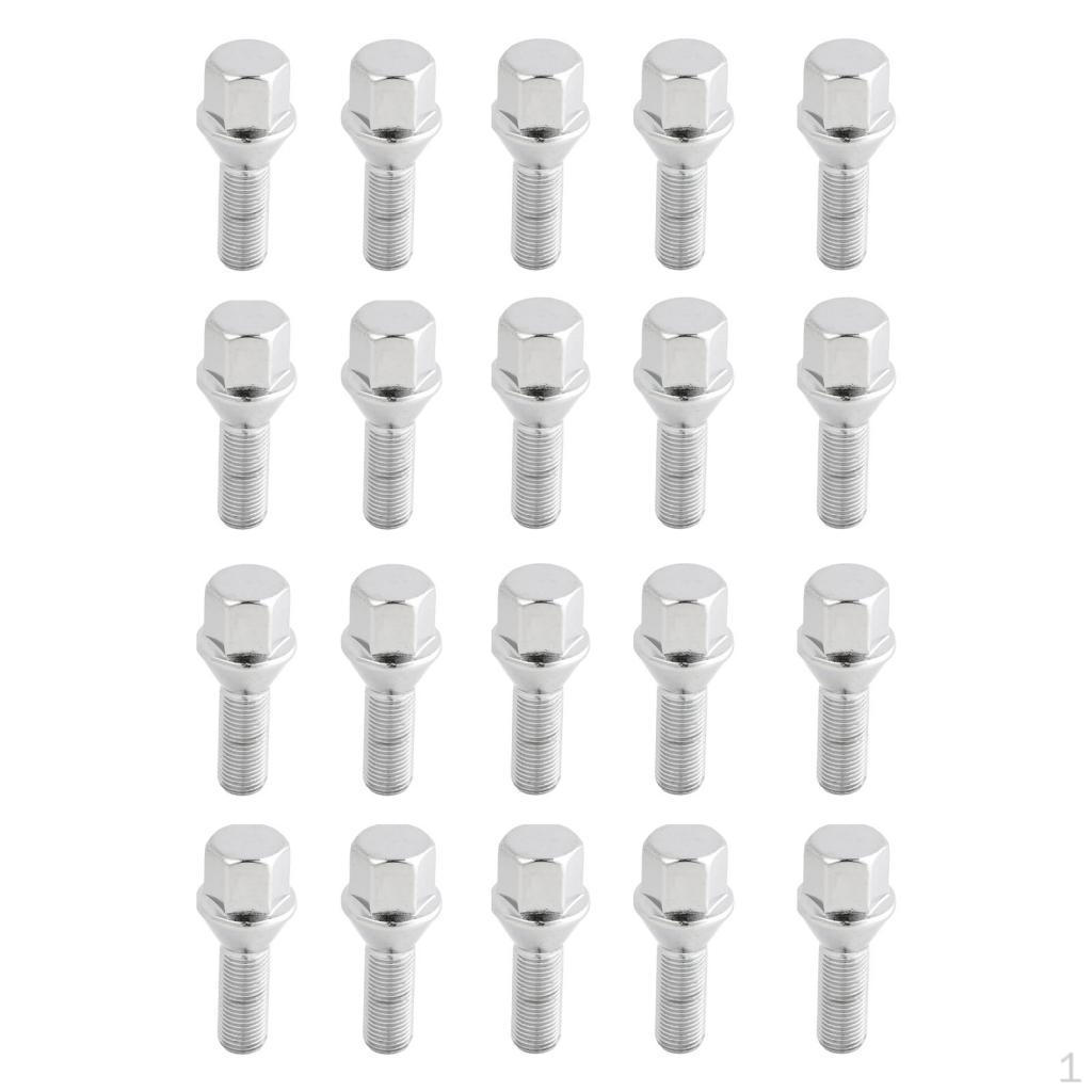 

20 Pieces Automotive Wheel Lug Bolts 611-005 M12x1.25 for Spacers Solid Studs Set 6511051AA