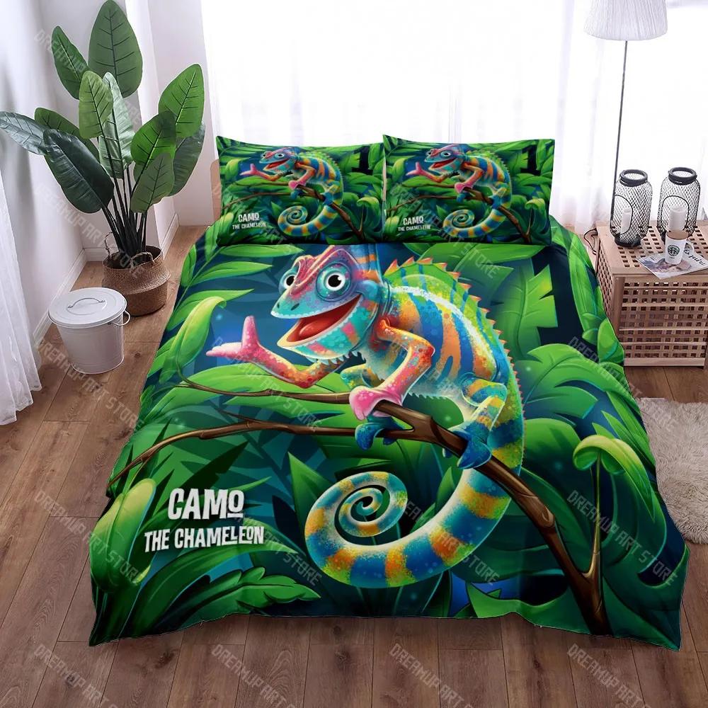 Grosstor Unisex Colorful Chameleon Duvet Cover Set King Queen Double Full Twin Single Size Bed Linen Set