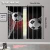 Flat Printing Curtains Soccer Balls Goal Net Image Polyester Without Electricity Versatile Use Holiday Family Set Of 2 Made
