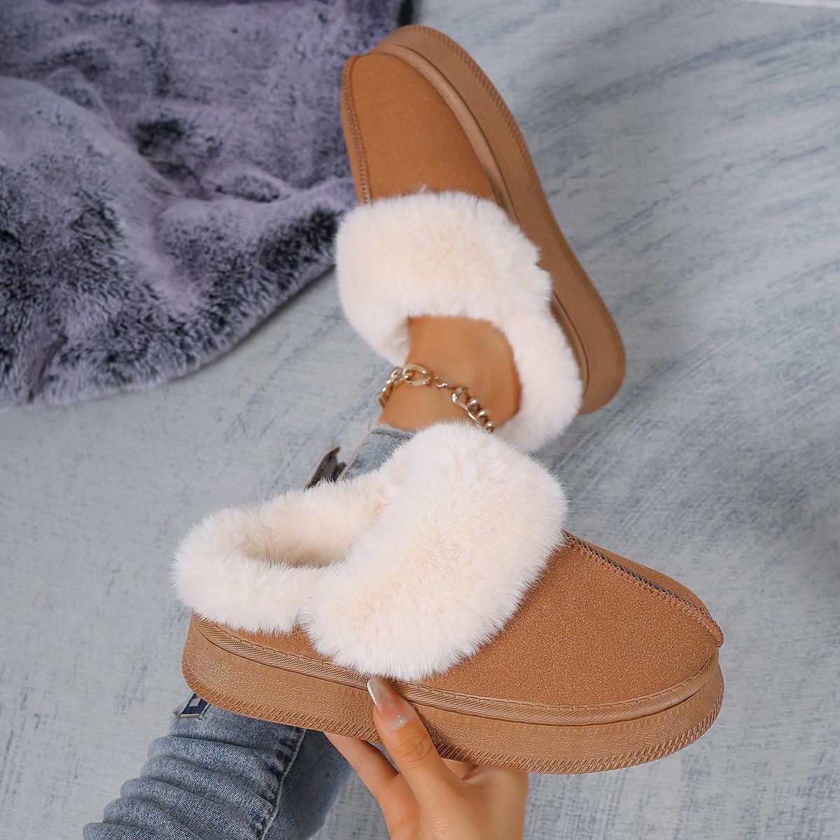 

2025 autumn and winter new foreign trade women s large size cotton shoes with velvet inside fashionable style snow boots women s shoes 42 верблюд