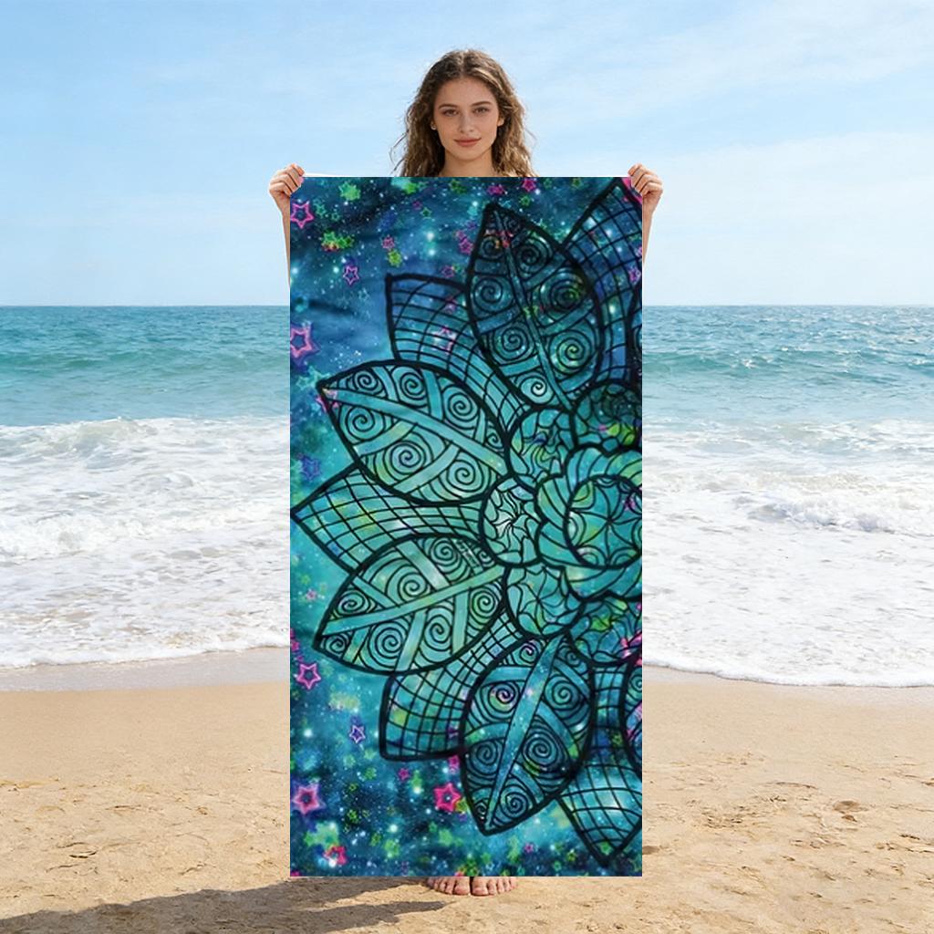 

Blue Datura Beach Towel Quick-drying Super Absorbent Suitable for Beach Vacation Pool Yoga Summer Gift for Friends And Families W40*H60(CM)