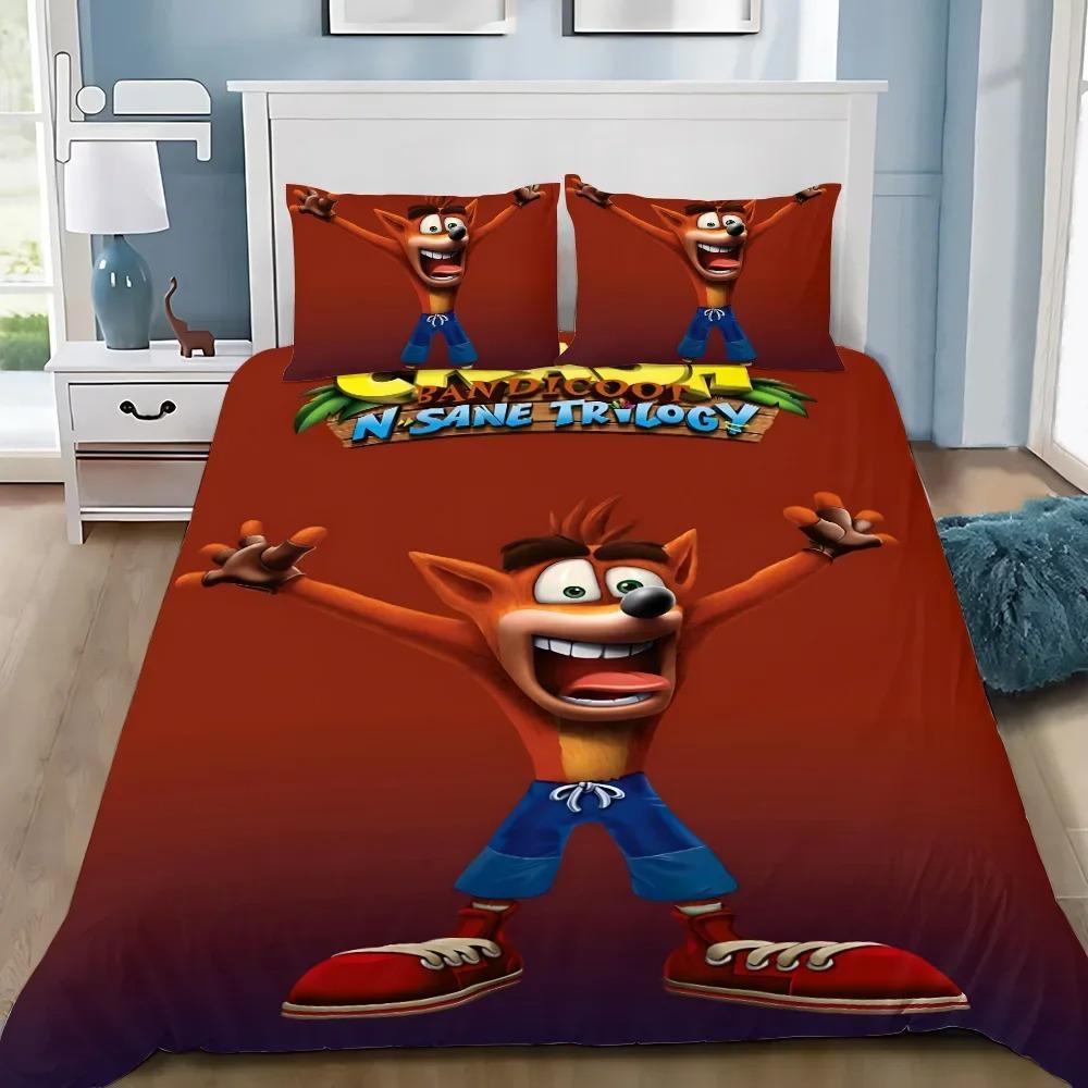 Cartoon Bettbezug Kissenbezug Bettwäscheset Crashs Bandicoots Erwachsene Junge Mädchen Schlafzimmer Dekoration Kinder Einzel Doppel Große Größe