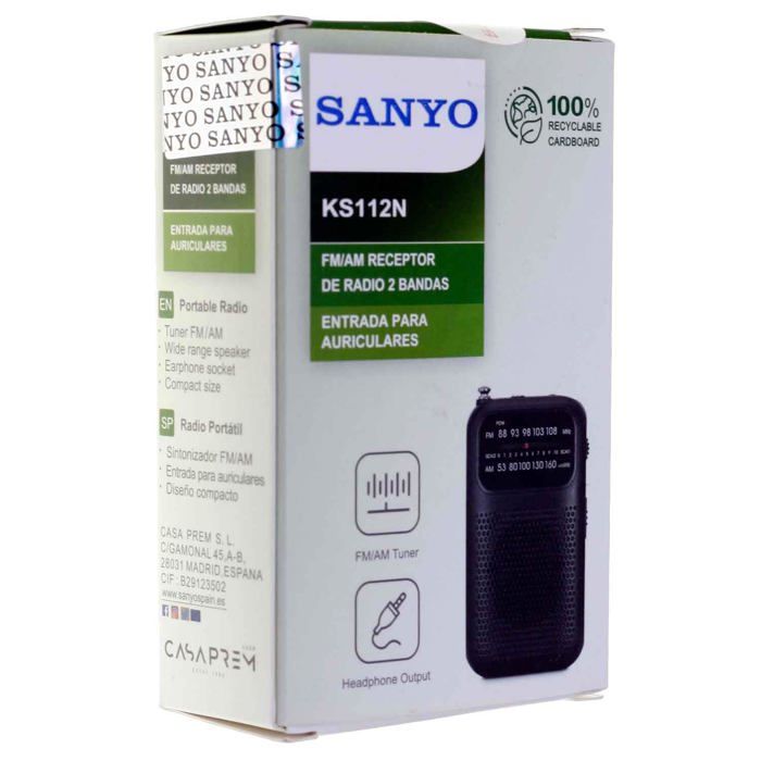 Pocket AM/FM Radio - JG PANASOUND - Black - Model KS112N - AM/FM Tuner - Built-in Speaker - Headphone Output