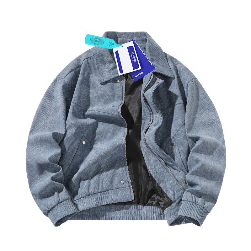 Wassup Trendy American Retro Casual Jacket for Men, Autumn and Winter Thickened Lapel Biker Jacket, Cool Workwear Jacket