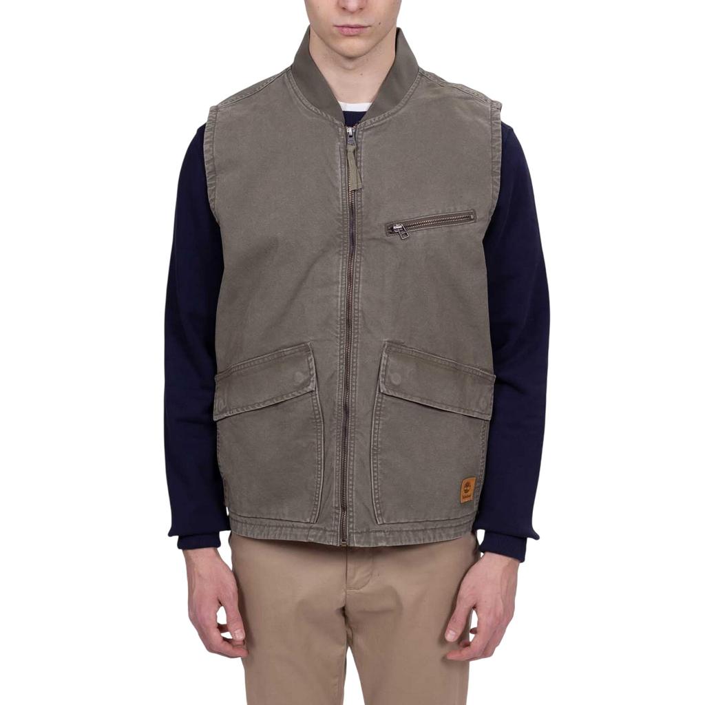 Timberland Mens Washed Ribbed Collar Gilet