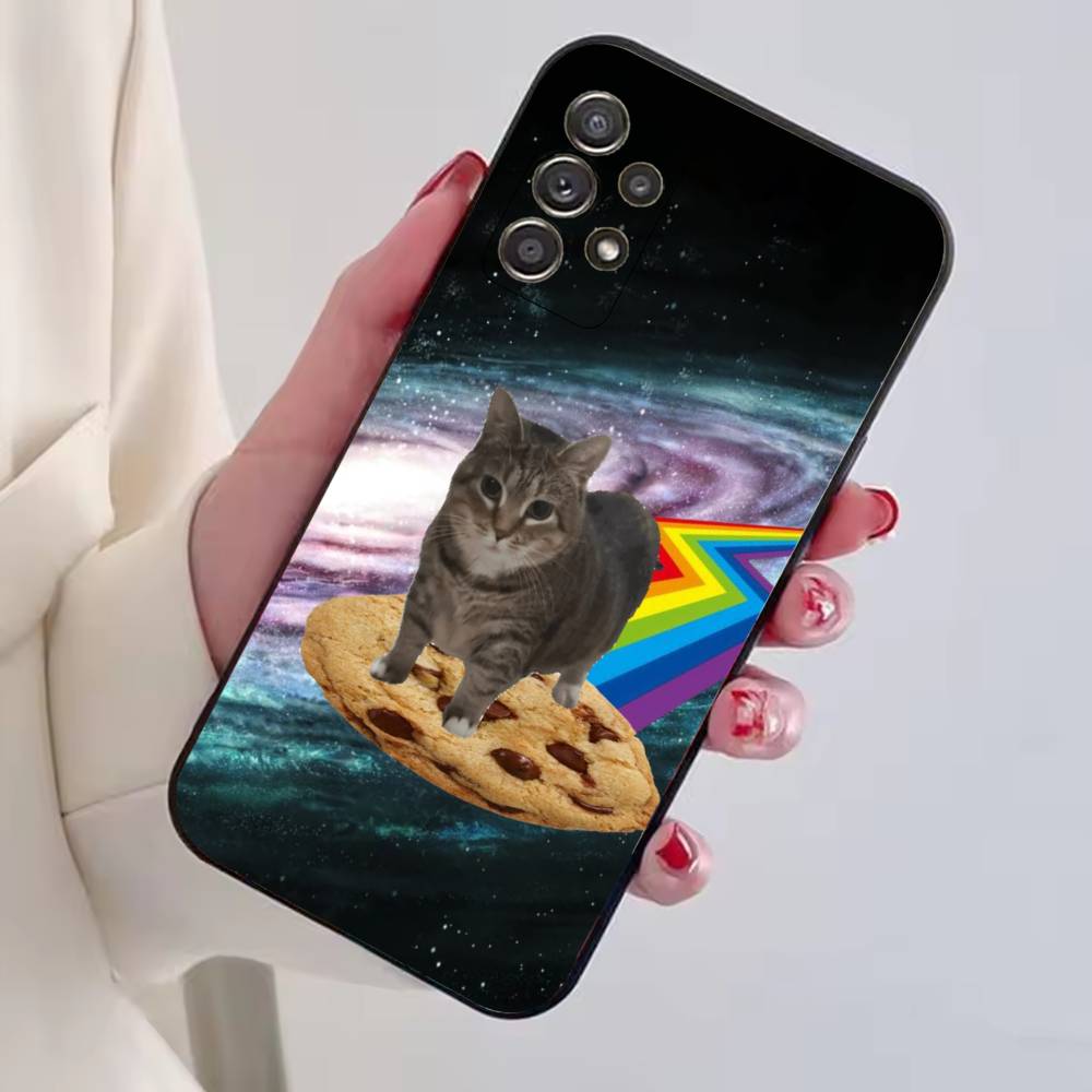 F-Funny Animal Cat Phone Case Black Silicone Soft For Samsung S25,S24,S21,S22,S23,S30,Ultra,S20,Plus,Fe,Lite