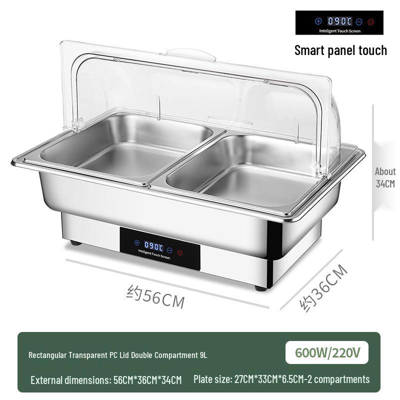 Stainless Steel Self-Serve Buffet Warmer with Transparent Flip-Top for Restaurants & Hotels