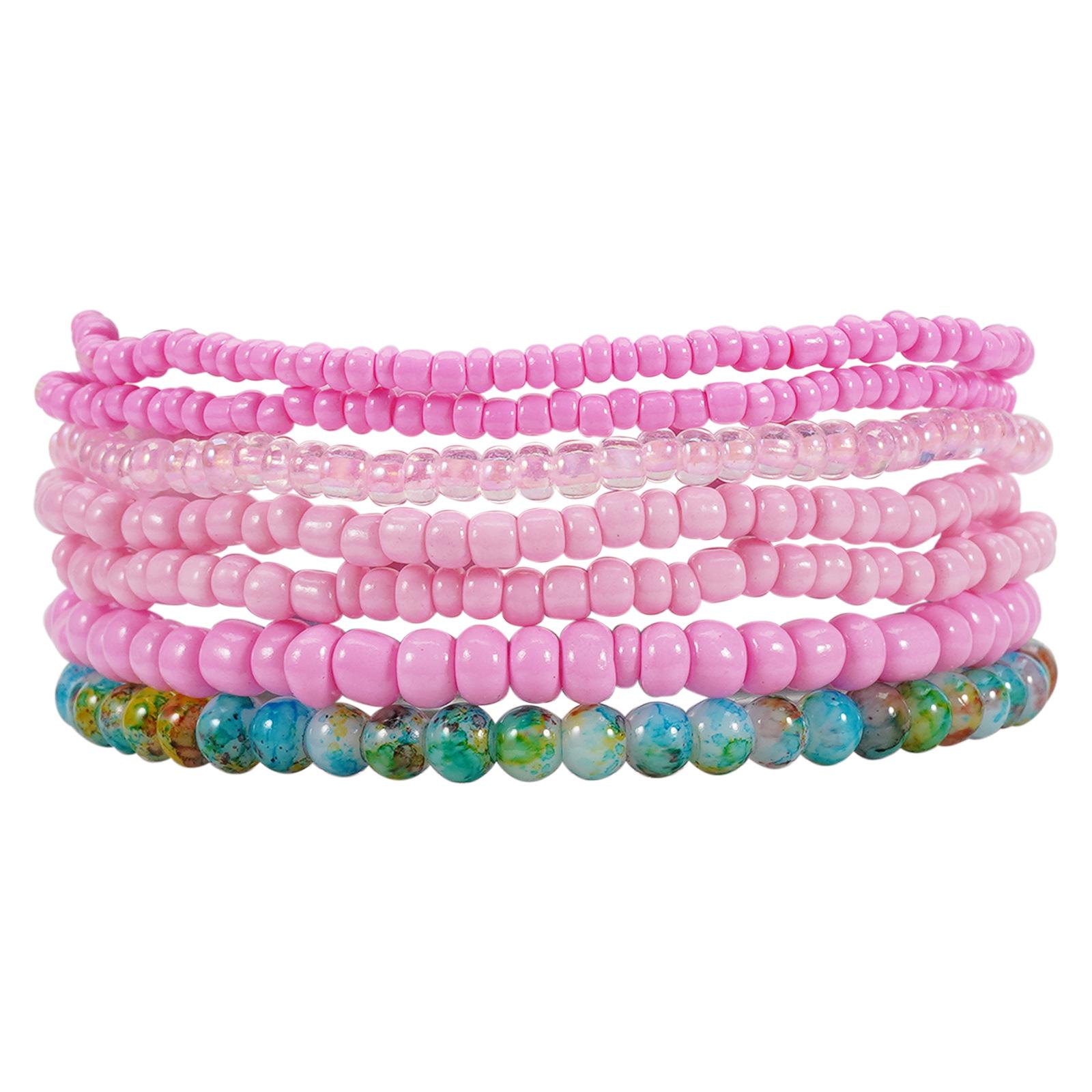 

Bohemian Multi-Layered Bead Bracelet with High-End Niche Design розовый