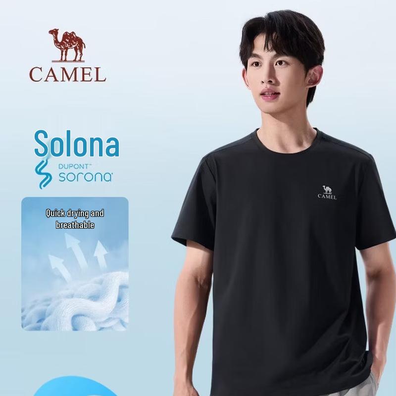 CAMEL Men s Quick-Dry Crew Neck Loose Fit T-Shirt 3XL