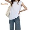 Women Summer T-shirt Round Neck Cap Sleeve Solid Color Tee Shirt Solid Color Loose Fit Casual Tops Daily Wear