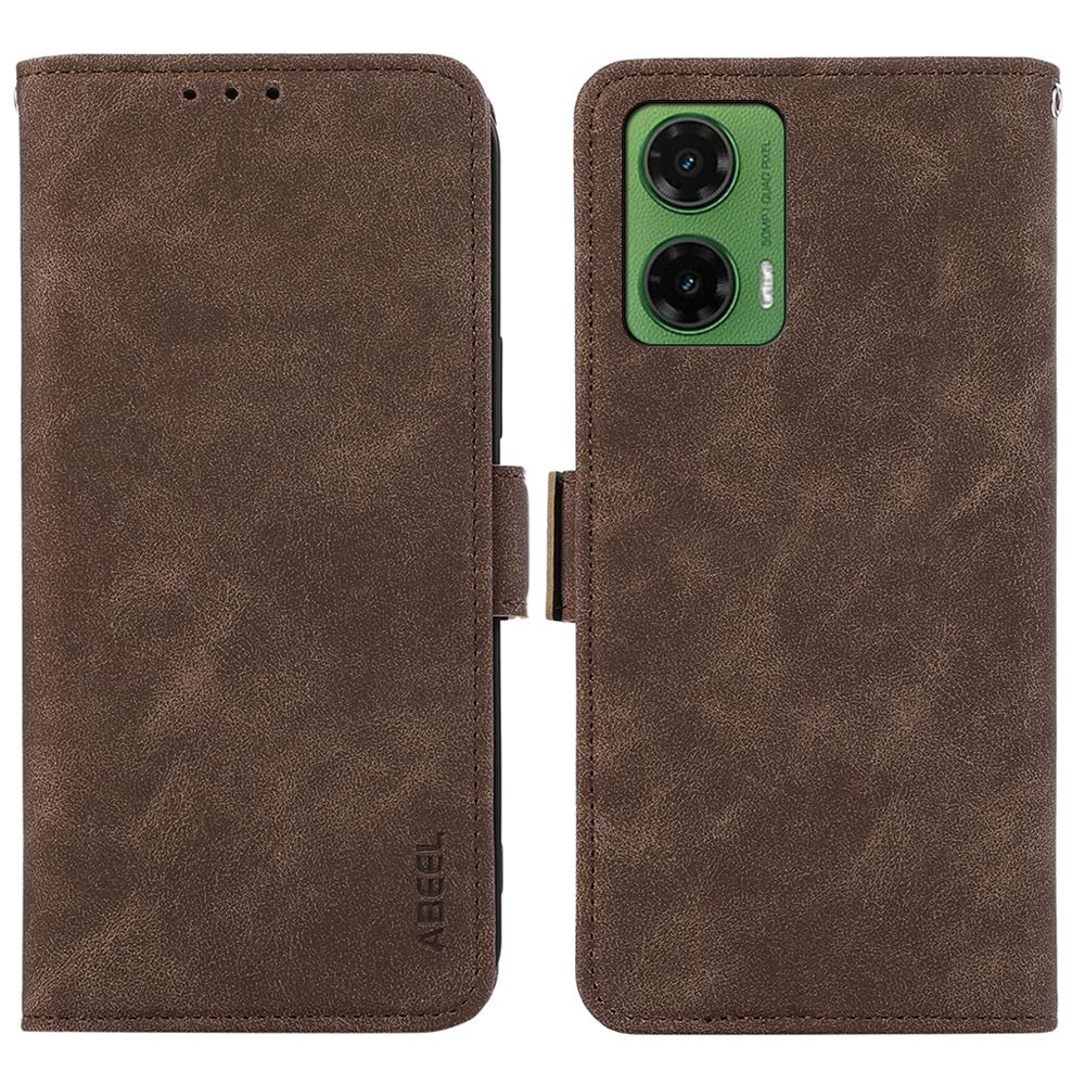 ABEEL For Motorola Moto G35 5G Case PU Leather Folio Stand View RFID Blocking Phone Cover