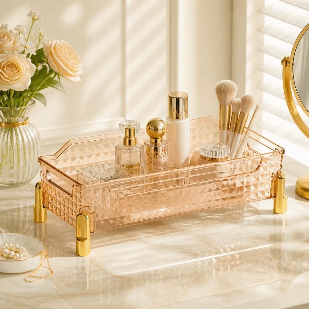 Luxury Makeup Holder Transparent Storage Rack Multi-functional Storage Tray  Living Room Decor