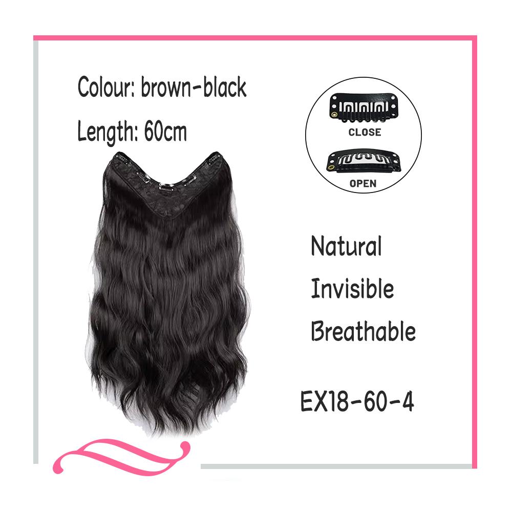 Bybrana Dlouhé vlasy z jednoho kusu dlouhé kudrnaté vlasy Prodlužování vlasů ve tvaru V neviditelné nadýchané mírně kudrnaté simulující vlasy