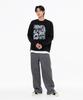 MOZMOZ Commuting Cat Graphic Pigment Long Sleeve Black