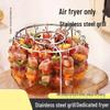 Stainless Steel Air Fryer Grill Rack with Hanging Skewers for Indoor/Outdoor Cooking
