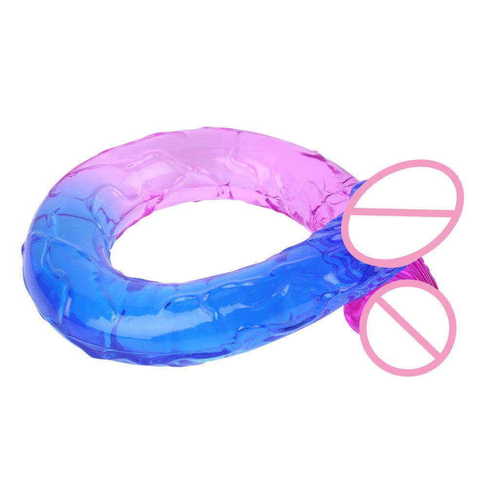Double Head Dildo Two-Color Crystal Super Large Thick Simulation Butt Plug Lala Gay Men and Women Dildo Sexy Sex Product