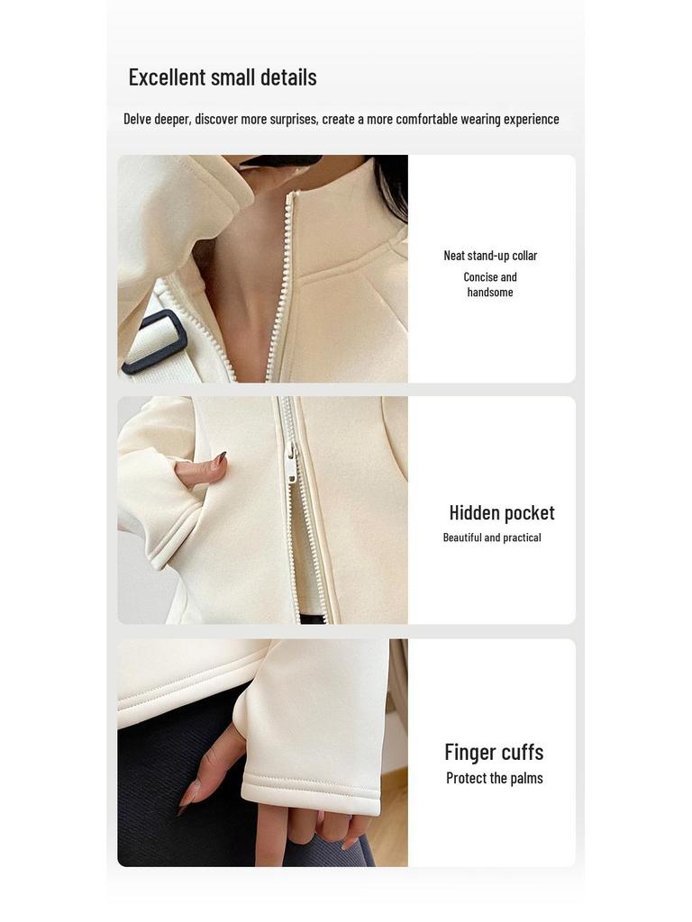2026 Women's Yoga Jacket: New Style, Plus Velvet, Thick Warm, Long Sleeve, Stand Collar, Sport & Outdoor Fitness Top