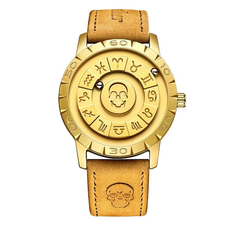 Fashion Leather Watch Men Creative Rolling Pointer Design Watch Men Casual Business Military Men's Quartz WristWatches