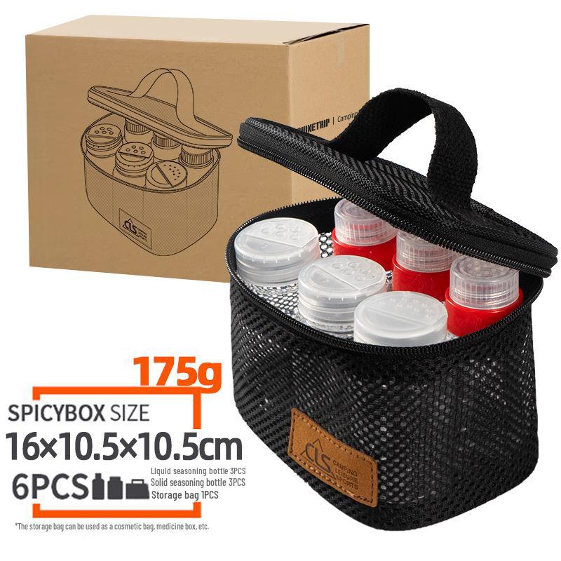 CLS Mini Seasoning Bottle Set: Portable 6-Piece Spice Jar for Outdoor Camping, BBQ, and Kitchen Storage