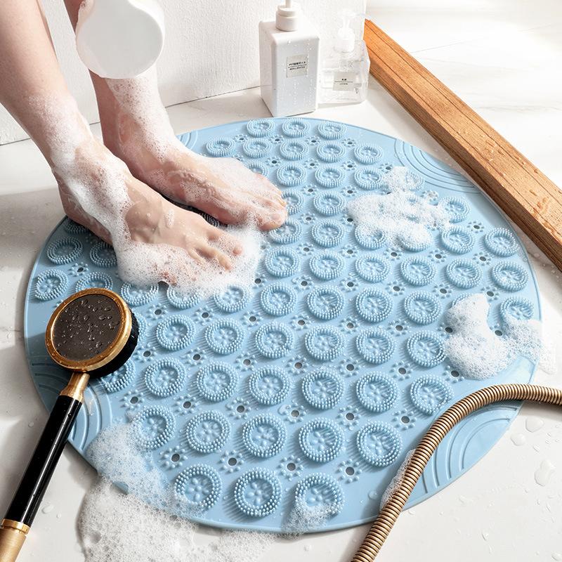Round Bathroom Anti-slip Mat Shower Room Massage Mat Household Mat Bathroom Bath Silicone Foot Mat Bath Mat