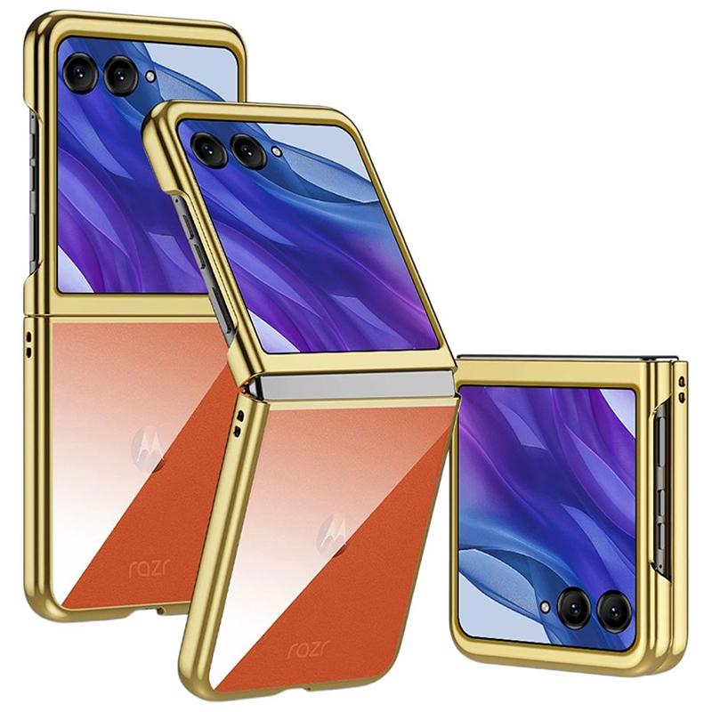 

Чехол для Motorola Razr 50 Ultra 5G, прозрачная поликарбонатная крышка для телефона с гальванизированной рамкой Gold