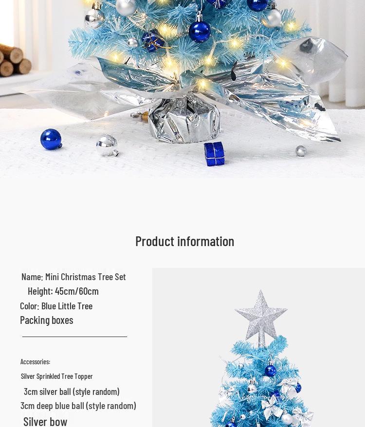 Blue Mini Christmas Tree Set - 45cm/60cm Desktop Ornaments