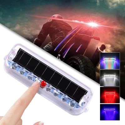 Mortorcycle Solar Power LED Strobe Light Warning Light Anti-rear Night Ride Tail Light for Motorcycle Car Electric Vehicle Bicycle