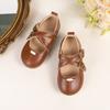 Girls Retro Preppy Mary Jane Flats Toddler Little Kid Double Buckle Cross Strap Leather Casual Dress Shoes