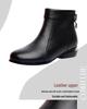 Women's Genuine Leather Ankle Boots - Low Heel, Round Toe, Warm Autumn/Winter Fashion for Moms