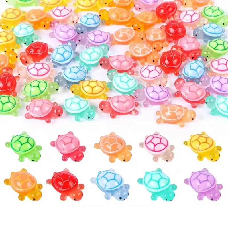 100 Pezzi Mini Tartarughe in Resina Tartarughe Luminose al Buio Miniaturine di Tartaruga Multifunzione Luminose al Buio per Micro Paesaggistica