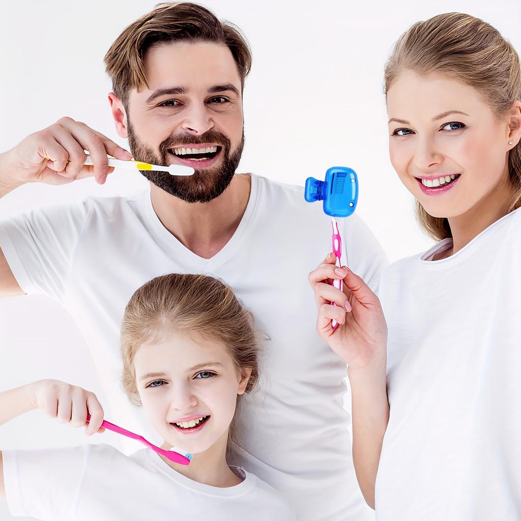 4pcs Toothbrush Head Covers with Hygienic Protector Case - Easy Open & Close,Snap-Fit Closure - for Home,Travel, Bathroom, Office - Keep Brushes Clean
