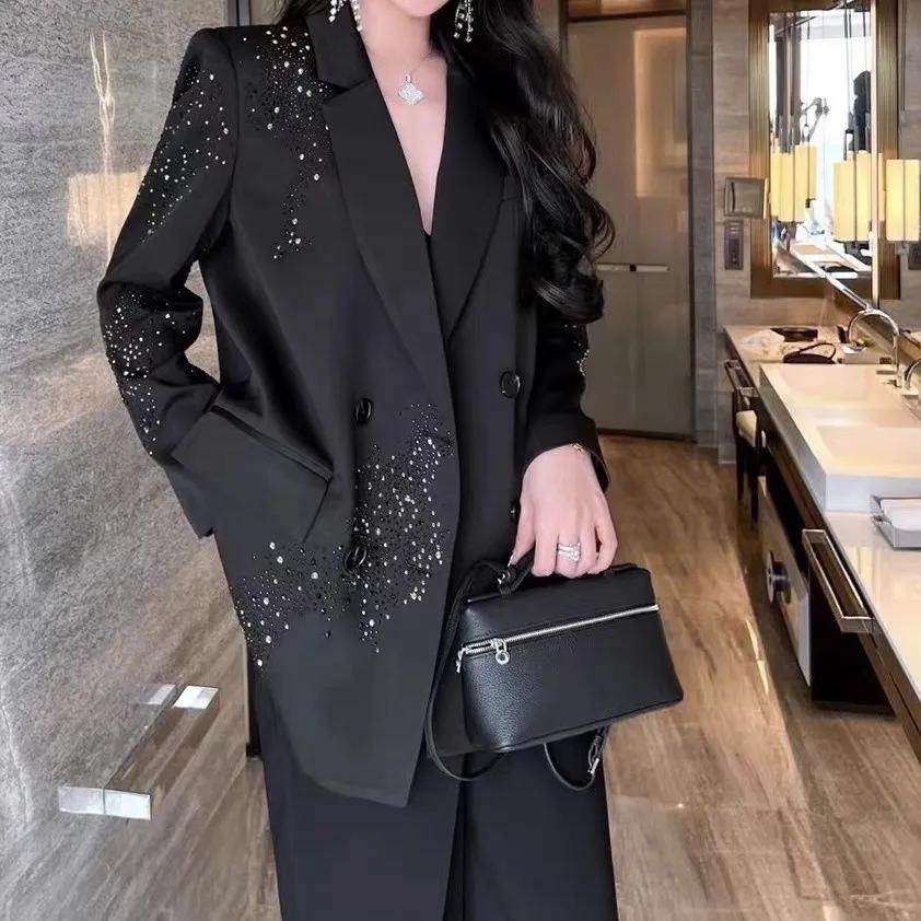 Damen Frühling Herbst Zweireiher Anzugjacke Weiblich Locker Lässig Blazer Oberteil