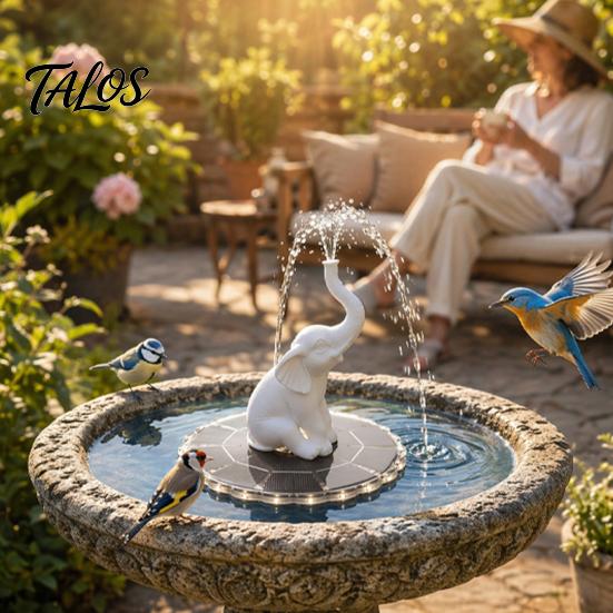 Solarbetriebene Poolfontäne Tierstatue Fontäne, Vogelbad mit LED-Leuchten, Schwimmende Pumpe für Gartenteich Hinterhof-Dekoration Automatisch