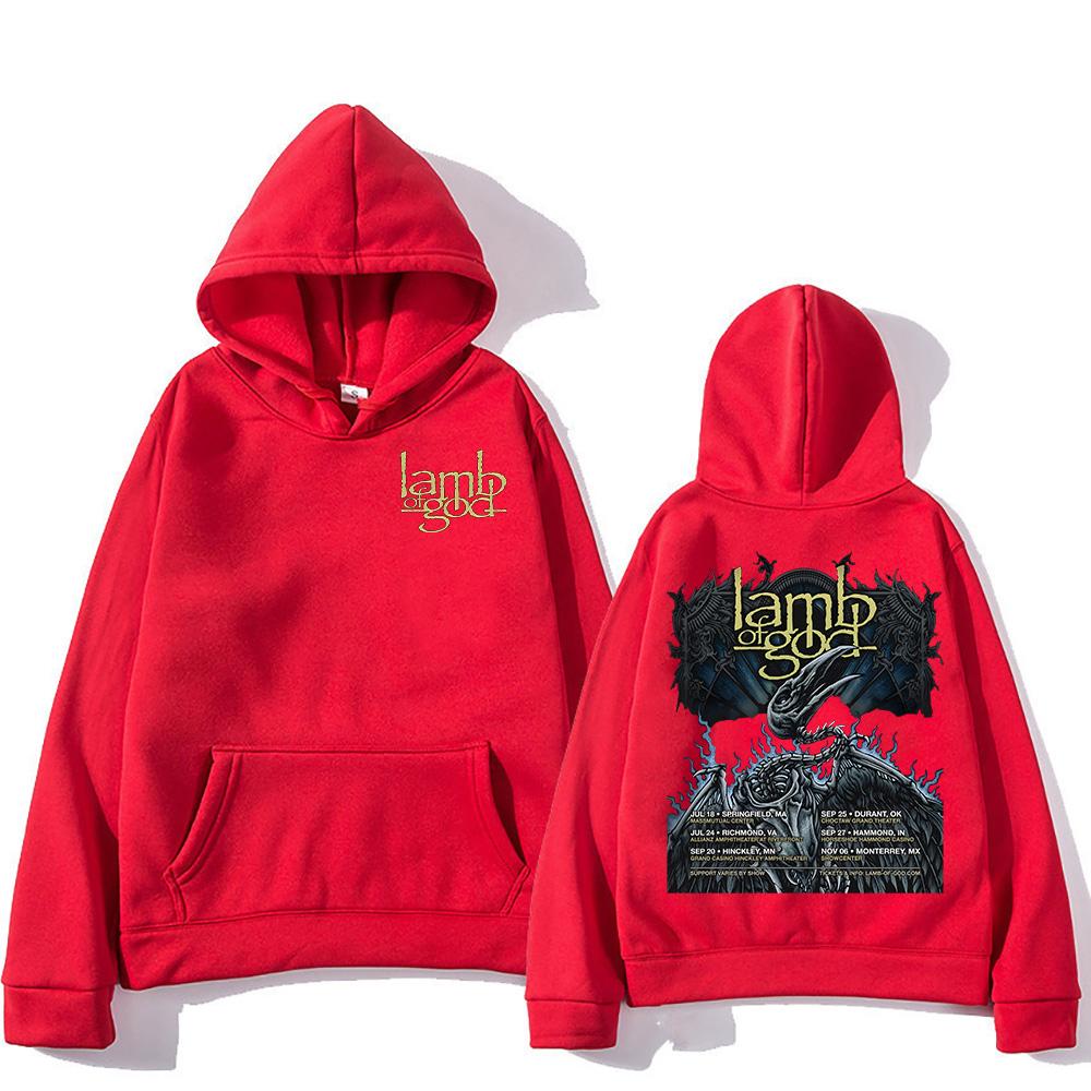 Lamb of God Tour 2025 Hoodies Rock Band Street Fashion Tracksuit Sweatshirts Long Sleeves Fleece Oversized Hooded Pullover